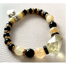 501 Bracelet LOVE sur élastique  Citriine, tourmaline, 